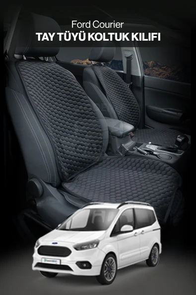 Ford Tourneo Courier Uyumlu Ön Arka Tay Tüyü Koltuk Minderi Siyah -7 Parça-