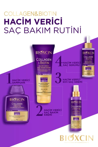 BİOXCİN Collagen & Biotin Ekstra Hacim Saç Kremi 250 ml - Kolajen Biotin Ince Seyrek Saçlar - 6
