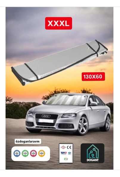 Oto Araç Araba Güneşliği Ön Cam Güneşliği Parlak Güneşlik Koruyucu Perde Metalize 130x60 Cm