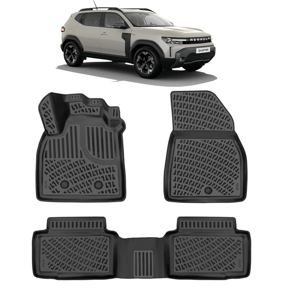 Rizline Renault Duster Eco G & E-Tech Full Hybrit 4x2 2024 Sonrası  3D Havuzlu Paspas Siyah ürün görseli