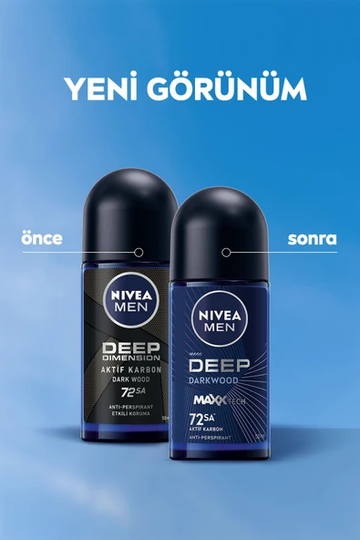 NIVEA MEN Erkek Roll-on Deodorant Deep Dimension Aktif Karbon 50ml, 72 Saat Anti-perspirant Ter Koruması - 2