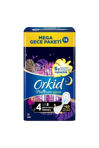 ORKİD Platinum Gece Extra Hijyenik Ped 4 Beden 14 Ped Süper Ekonomik - 2
