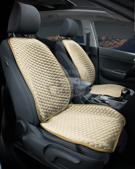 Ford Tourneo Courier Uyumlu Ön Arka Tay Tüyü Koltuk Minderi Krem -7 Parça- - 2