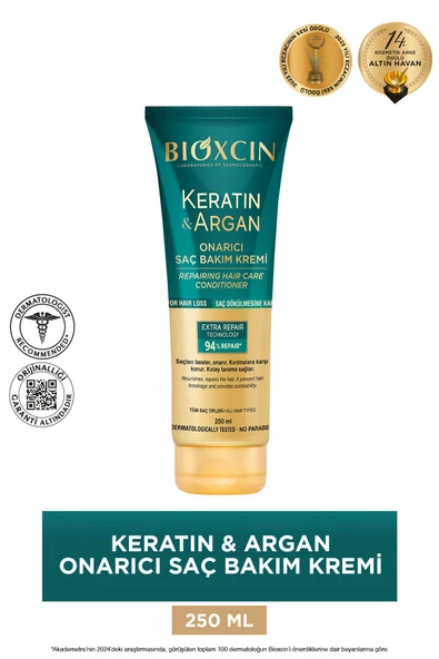 BİOXCİN Keratin & Argan Onarıcı Saç Bakım Kremi 250 ml  -  Yıpranmış Ve Hassas Saçlar