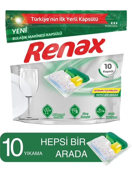 RENAX Bulaşık Makinesi Kapsülü Hepsi Bir Arada 10 Lu