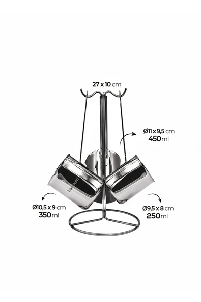Bambum Rose - 3'lü Çelik Cezve - Resim 4
