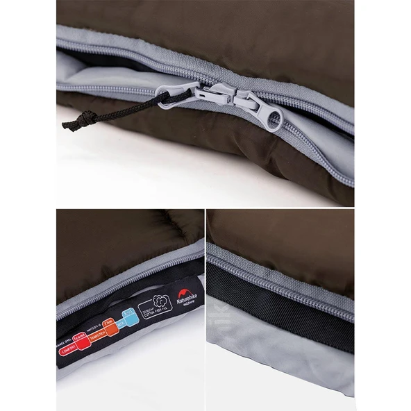 Naturehike U250 Zarf Tarzı Kapüşonlu Uyku Tulumu -10°C  KAHVERENGİ Right - 5