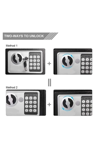 Italyan 17ef Elektronik Şifreli Çelik Para Kasası Otel Tipi Kasa 3mm Montaj Kit Hediye+ Pil - 6
