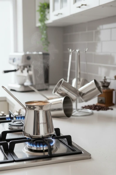 Bambum Rose - 3'lü Çelik Cezve - Resim 3