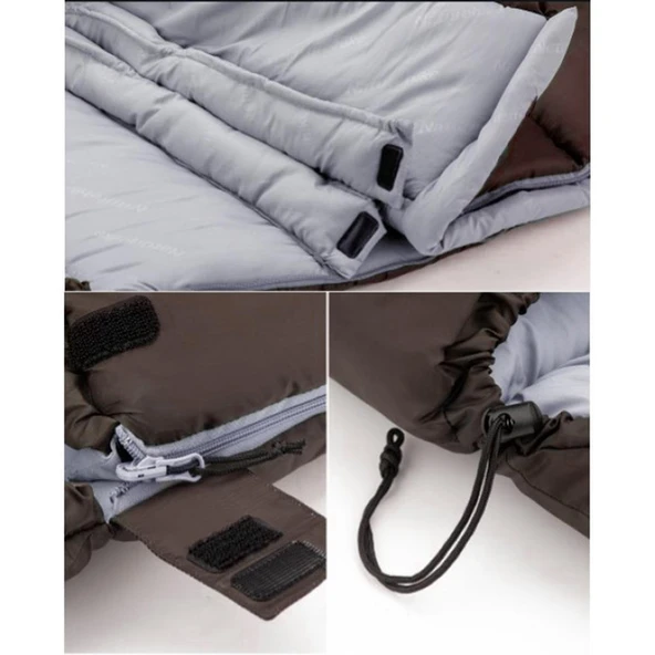 Naturehike U250 Zarf Tarzı Kapüşonlu Uyku Tulumu -10°C  KAHVERENGİ Right - 2