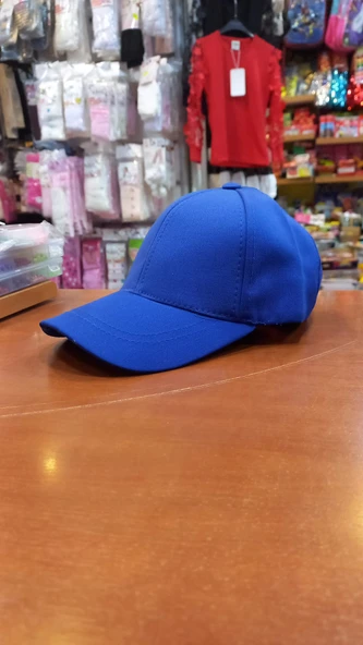 çocuk saks mavisi şapka unisex model 54 cm