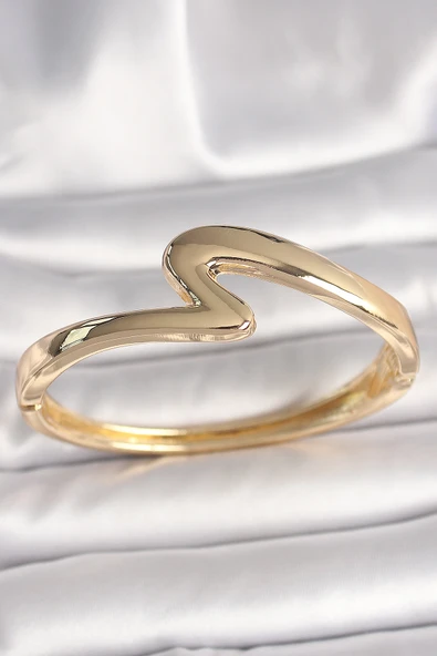 Pirinç Gold Renk ZikZak Model Kadın Kelepçe