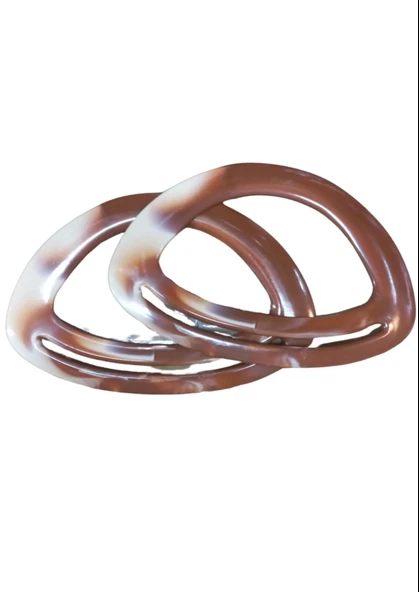 Çanta Sapı Oval Kahverengi-Beyaz 18 cm