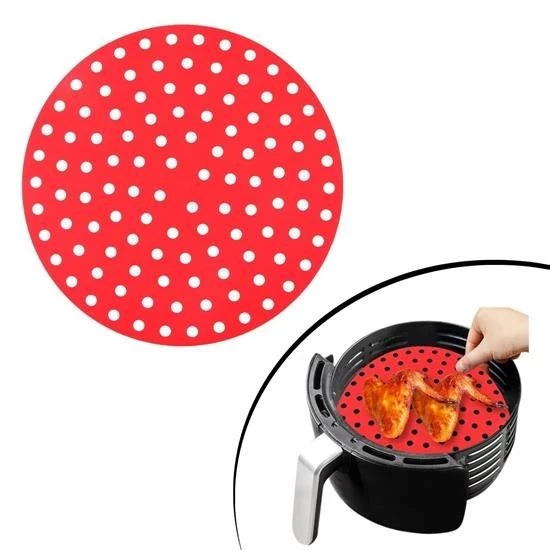 MERGEN STORE Renkli Isıya Dayanıklı Yıkanılabilir Silikon Fırın Ve Airfryer Yuvarlak Pişirme Matı 20 Cm