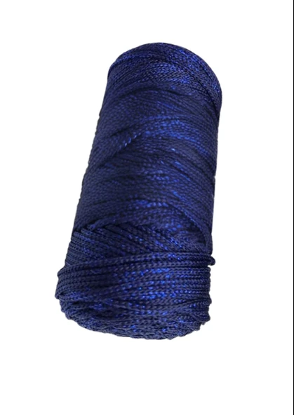 Makrome İpi 3mm Polyester Lacivert Simli ürün görseli