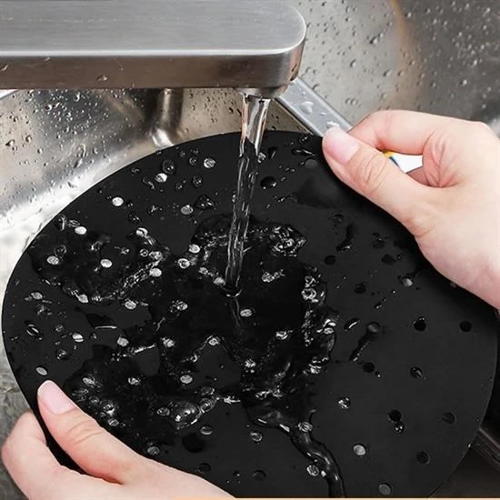 MERGEN STORE Renkli Isıya Dayanıklı Yıkanılabilir Silikon Fırın Ve Airfryer Yuvarlak Pişirme Matı 23 Cm - 6