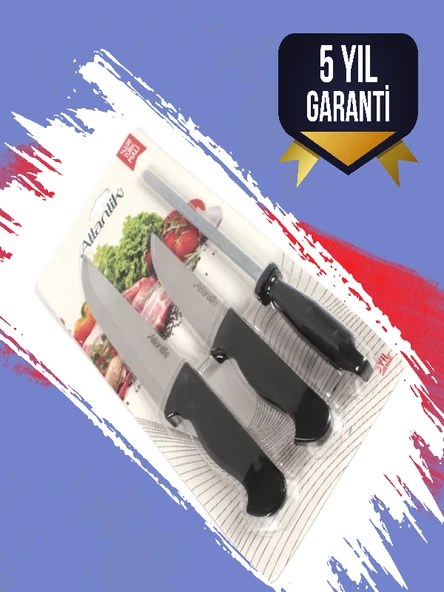 ATLANTİK Kurban Bıçak Seti Masatlı 3 Parça - 5 Yıl Garantili