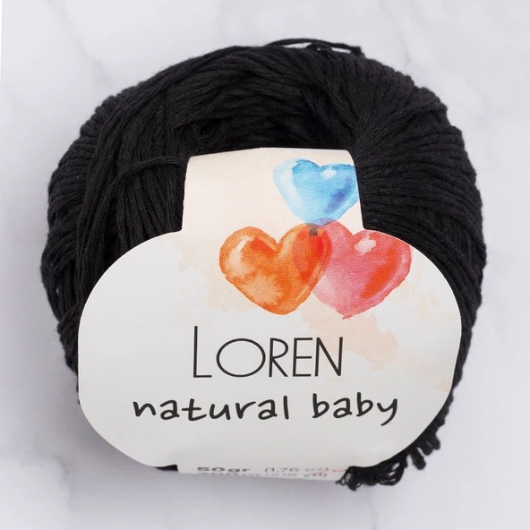 Loren Natural Baby Siyah El Örgü İpi - R004 - 33697 ürün görseli