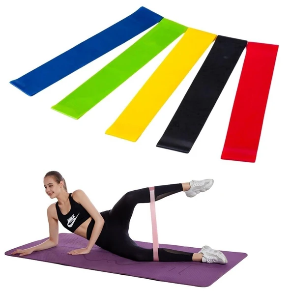 MERGEN STORE  5li Egzersiz Direnç Bant Seti Pilates Crossfit Ekipmanları