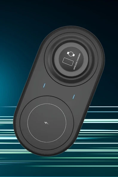 BUFFER® 2si 1arada Kablosuz Saat,Kulaklık ve Telefon Hızlı Şarj Etme Aparatı - 8