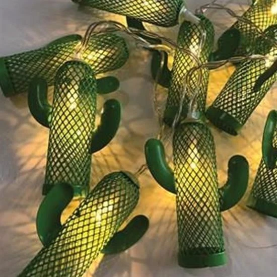 MERGEN STORE Pilli Yeşil Kaktüs Led Işık Zinciri Dekoratif Süs Aydınlatması