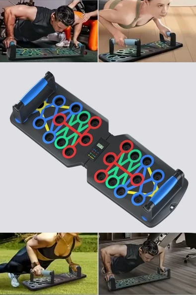 BUFFER® Otomatik Sayımlı Katlanabilir İpli Şınav Fitness Tahtası - Resim 8