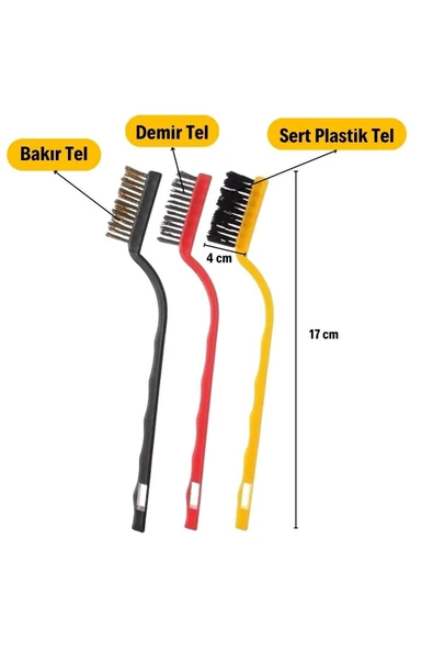 Jagu Haven BUFFER®  3 lü Detaylı Temizlik Bakır,Demir ve Sert Plastik Tel Fırça - 5