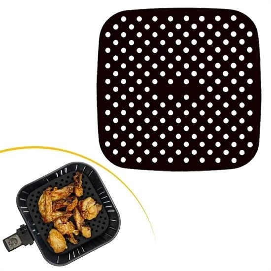 MERGEN STORE Renkli Isıya Dayanıklı Yıkanılabilir Silikon Fırın Ve Airfryer Kare Pişirme Matı 21,5 Cm - 2