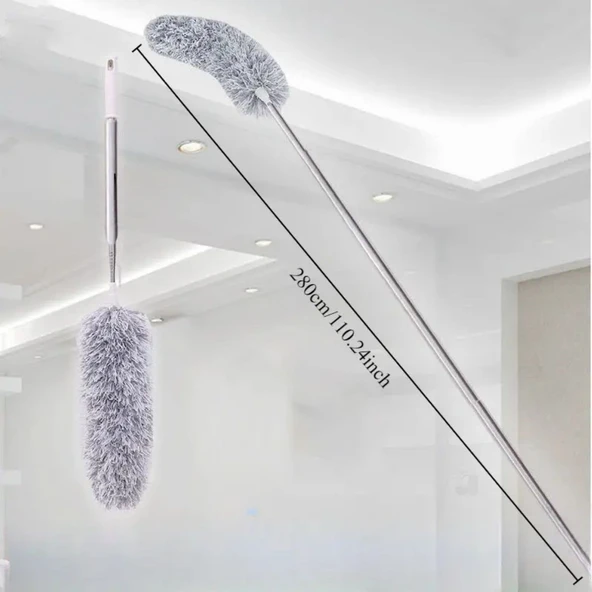 BUFFER®Teleskopik Bükülebilir Köşe Bucak Toz Alma Püskülü Dev Boy 280 cm - 5