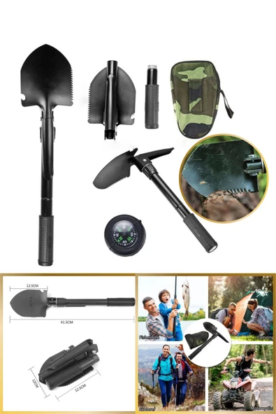 Hane Dostu Taşıma Çantalı Pusulalı Katlanır Kazma Kürek Seti