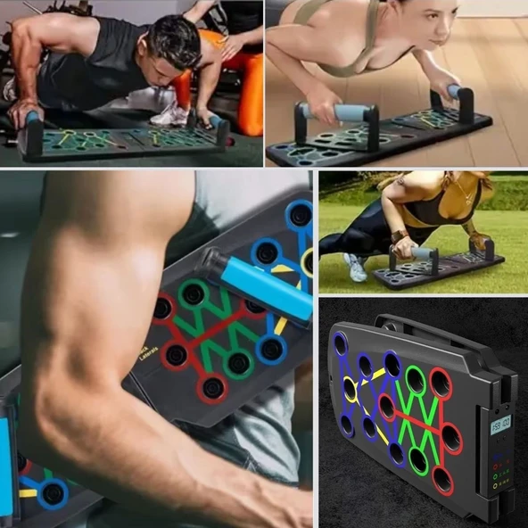 BUFFER® Otomatik Sayımlı Katlanabilir İpli Şınav Fitness Tahtası - Resim 3