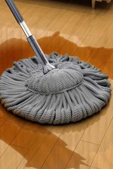 Hane Dostu 112 CM 3 Parça Kendinden Sıkmalı Bükümlü Yedek Bezli Paspas Seti - 5