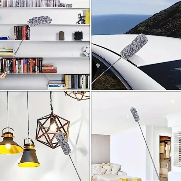 BUFFER®Teleskopik Bükülebilir Köşe Bucak Toz Alma Püskülü Dev Boy 280 cm - 3