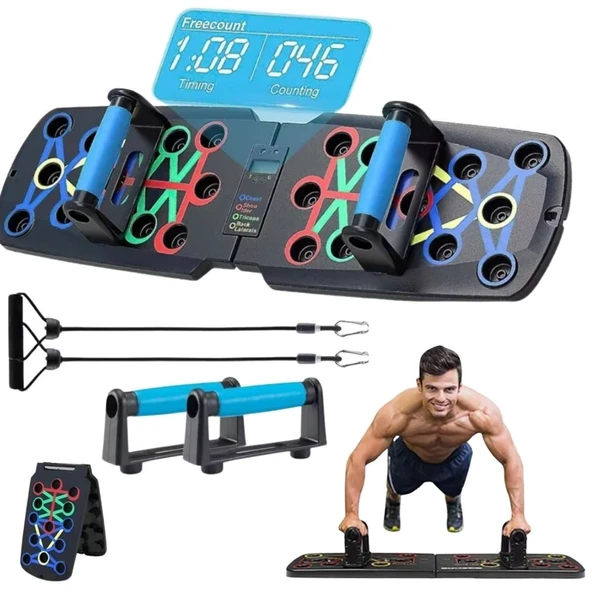 BUFFER® Otomatik Sayımlı Katlanabilir İpli Şınav Fitness Tahtası ürün görseli