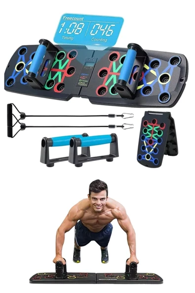 BUFFER® Otomatik Sayımlı Katlanabilir İpli Şınav Fitness Tahtası - Resim 6