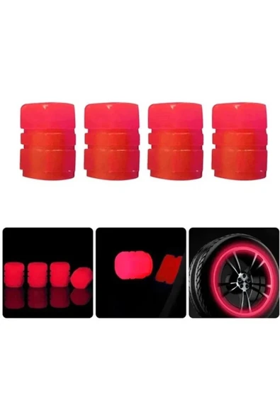 Arabanvarsa 4 Adet Kırmızı Fosforlu Sibop Kapağı Seti - 3
