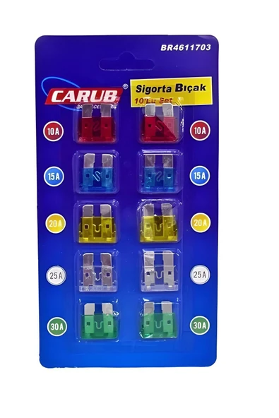Carub Oto Araba Standart Bıçak Sigorta Seti 10'Lu