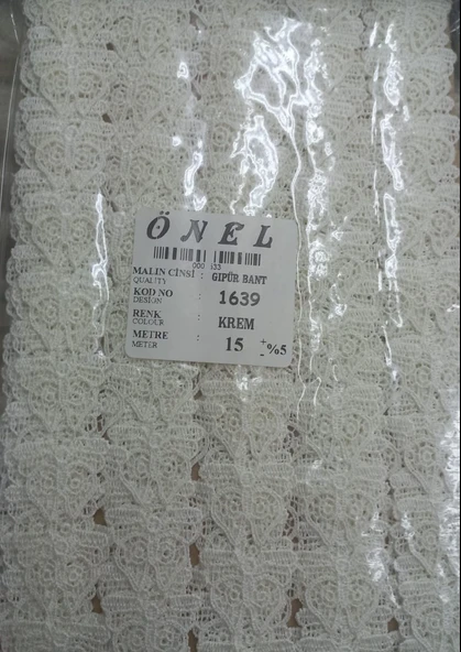 Dantel Polyester Güpür Bant Krem 15 Metre En 6 cm ON-1639-KR ürün görseli
