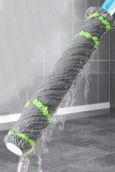 Hane Dostu 112 CM 3 Parça Kendinden Sıkmalı Bükümlü Yedek Bezli Paspas Seti - 4