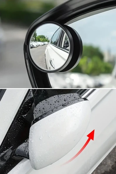 BUFFER® 2 Adet Kendinden Aynalı Karbon Fiber Görünümlü Araba Yan Ayna Yağmur Koruyucuları Yağmur & Kar Kalkanı Visörler - Resim 8