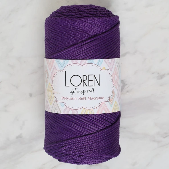 Loren Polyester Soft Macrame Koyu Mor El Örgü İpi - LM037 - 34442 ürün görseli