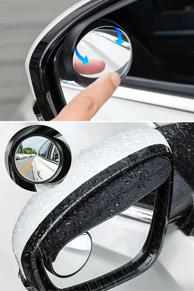 BUFFER® 2 Adet Kendinden Aynalı Karbon Fiber Görünümlü Araba Yan Ayna Yağmur Koruyucuları Yağmur & Kar Kalkanı Visörler - Resim 7