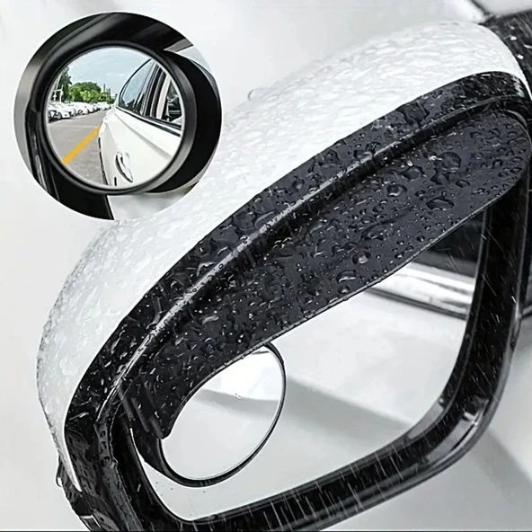 BUFFER® 2 Adet Kendinden Aynalı Karbon Fiber Görünümlü Araba Yan Ayna Yağmur Koruyucuları Yağmur & Kar Kalkanı Visörler - Resim 2