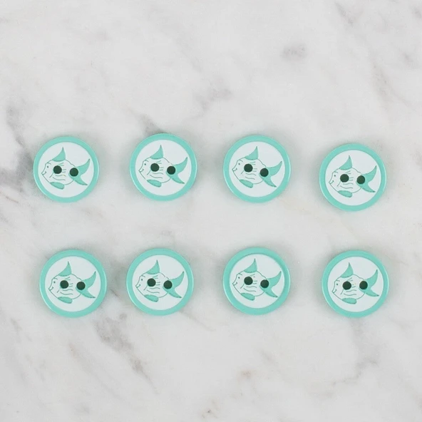 Loren Crafts yeşil 8 li balık düğme - 578 - 2