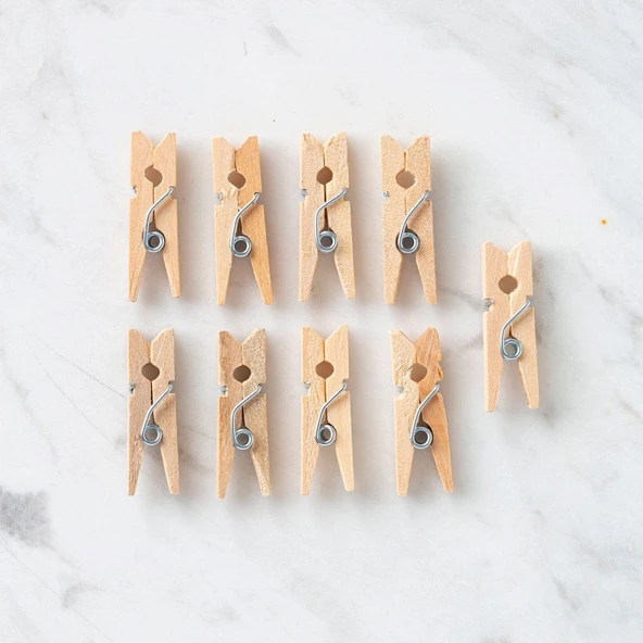 Loren 10 lu Natural Mini Ahşap Mandal ürün görseli