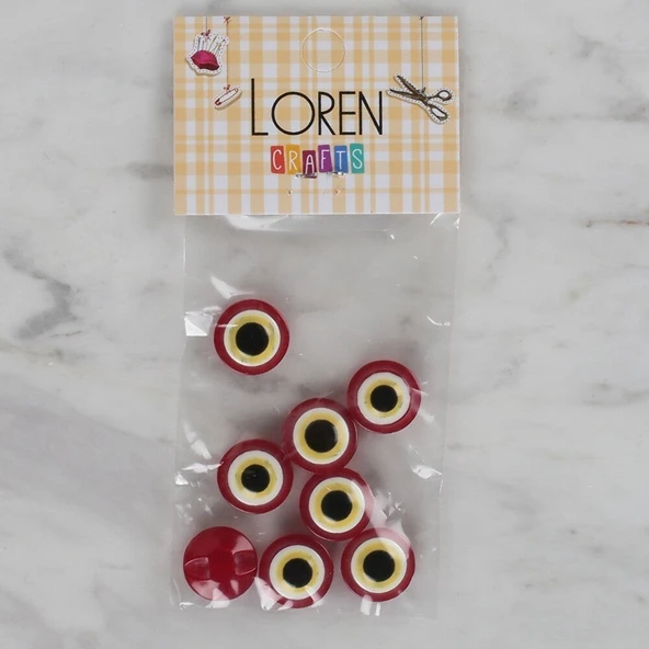Loren Crafts kırmızı 8 li nazar boncuğu düğme - 16 ürün görseli