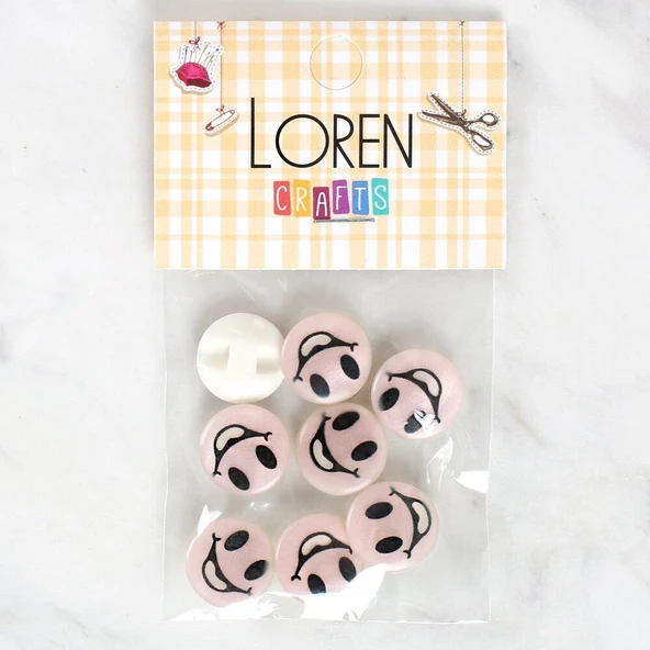 Loren Crafts 8'li Gülen Yüz Düğme - 1018 ürün görseli