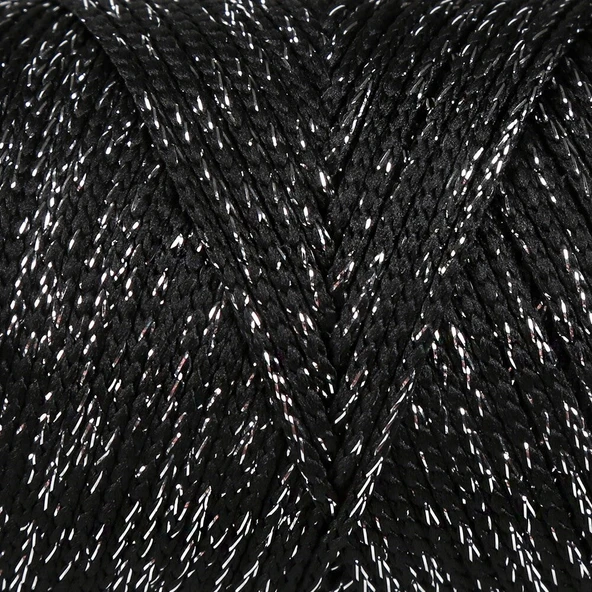 Loren Soft Star Makrome İpi Gümüş Simli Siyah RM10 - 2