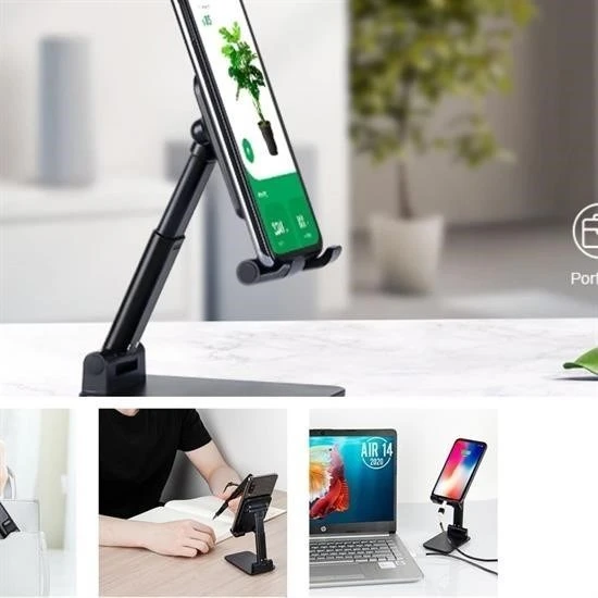 MERGEN STORE Siyah Aynalı Cep Telefonu Sabitleyici Stand Katlanabilir Ayarlanabilir Telefon Standı - 8