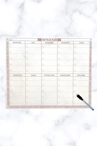 MERGEN STORE Şeffaf Kendiliğinden Yapışkanlı Kalemli Haftalık Planlayıcı 40cm-50cm - 4